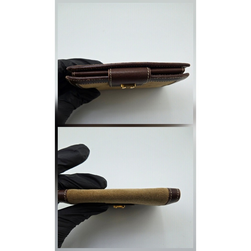 Loewe Bifold Wallet Suede Leather Tan Brown Anagram Logo Made in Spain - Picture 9 of 10